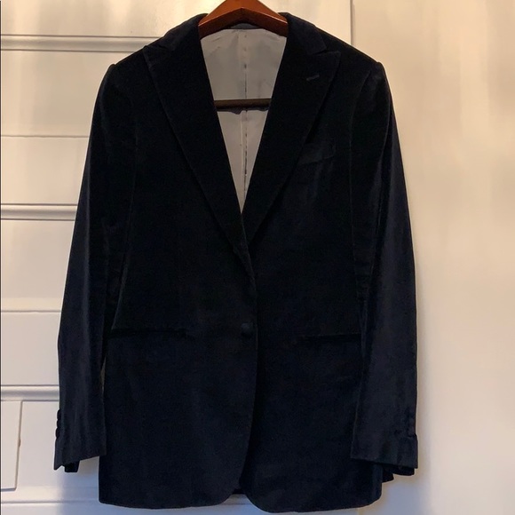 Caruso Navy Blue Velvet Blazer - Picture 4 of 6